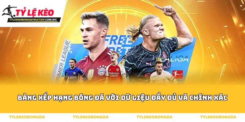 Bảng xếp hạng bóng đá với dữ liệu đầy đủ